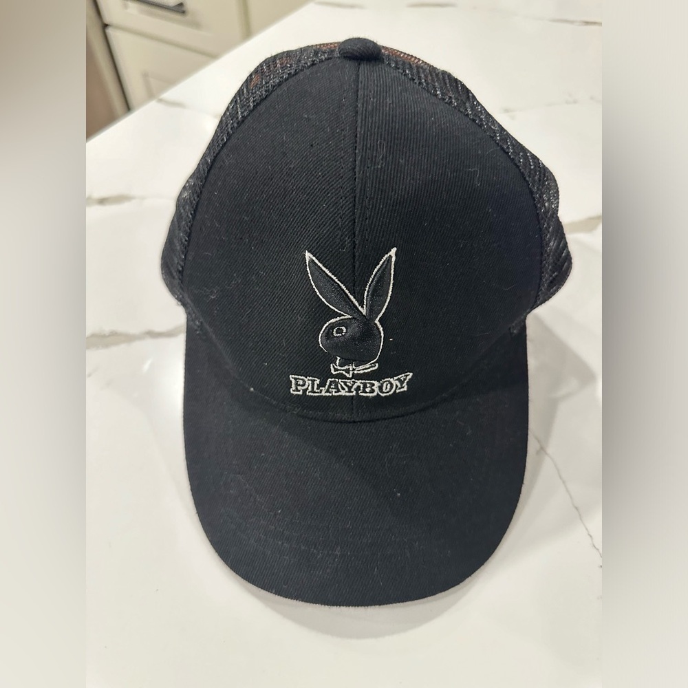 Playboy black baseball cap hat snap